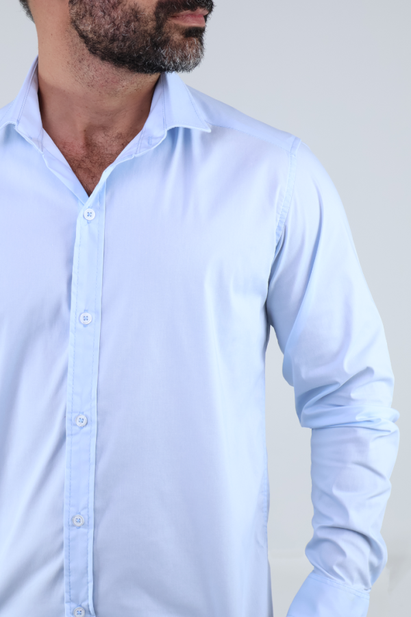Camisa de Vestir Manga Larga Azul Cielo Slim Fit Para Hombre